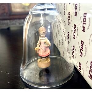 Dolfi 24% Lead Crystal Dinner Bell Wood Figure Italy New Box 100/81